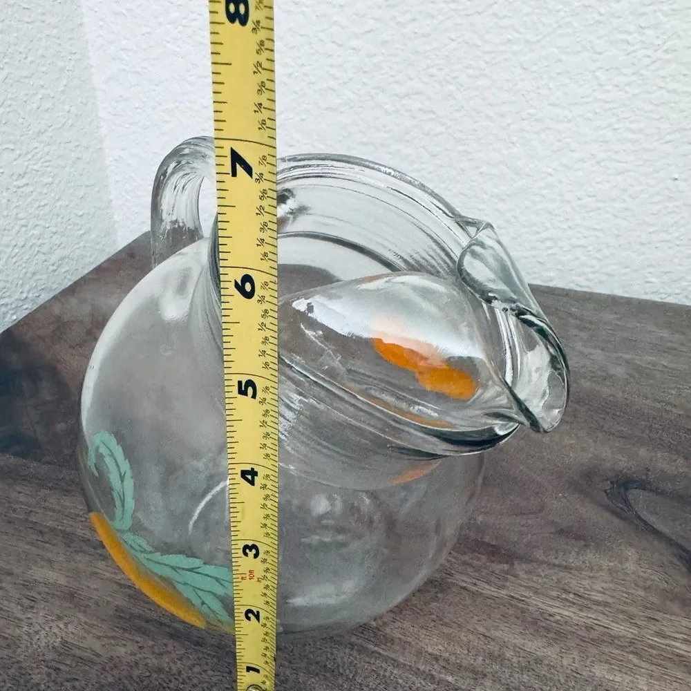 Vintage Orange Graphic Glass Pitcher